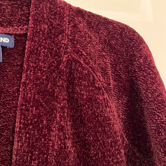 Lands’ End Women's Burgundy Open Front Cardigan Sweater - Size 1X - Picture 3 of 6
